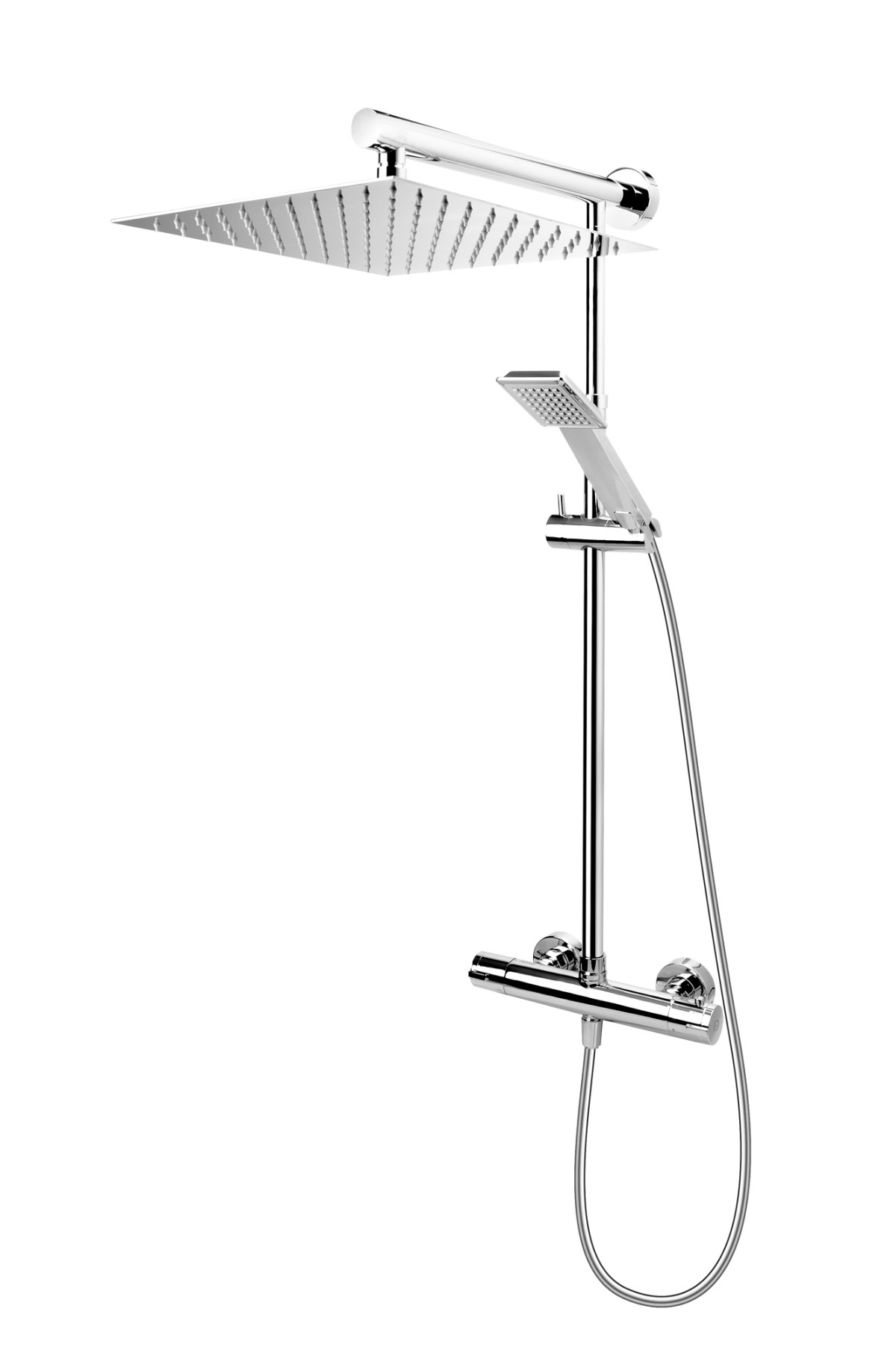 ANIMA QUADRO, Wall-mounted shower mixer with rainfall shower head and shower set