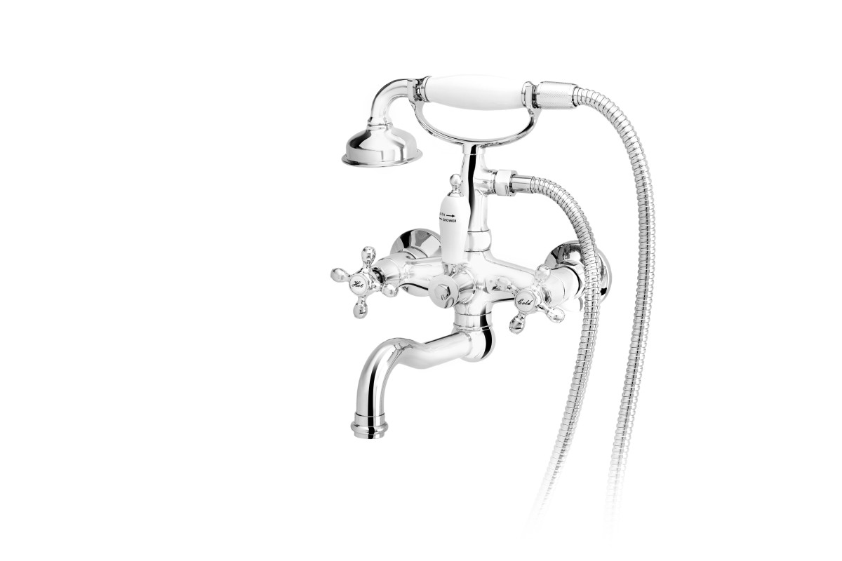 LACRIMA, Wall-mounted bath mixer with shower set